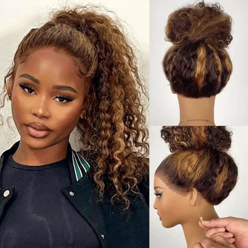 Perismoda Hair P4/27 highlight Invisible Strap 360 Lace Bleached Knot Pre-Cut Lace Water Wave Wig
